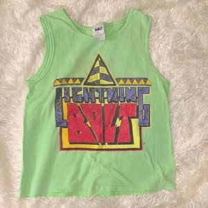 Vintage Made in USA Lightning Bolt Green Tank Top Sz M (10/12)